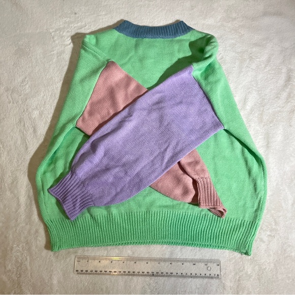Colorblock Sweater - Green, Purple, Pink - Picture 5 of 6